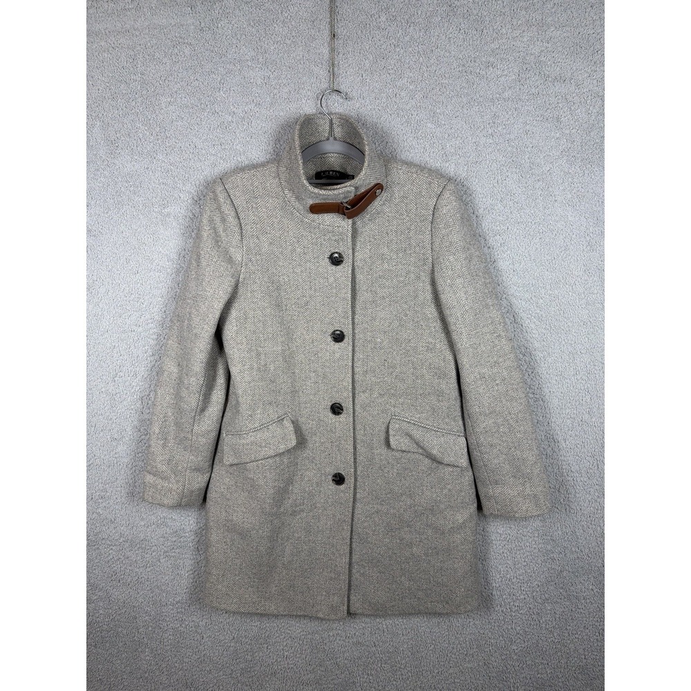 Lauren Ralph Lauren Black Label Wool Coat Gray Herringbone‎ Women's Size 4